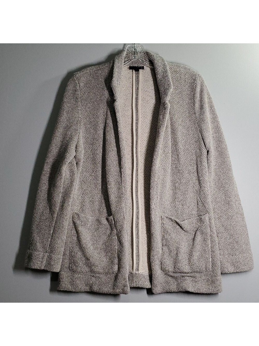 Topshop cardigan sweater women's size 6 grey cardigan tweed sweater w/ 2 pockets